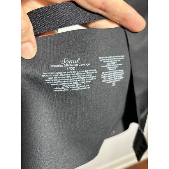 SOMA BRA Womens 44DD Black VANISHING 360 PERFECT COVERAGE Seamless New - Picture 3 of 5